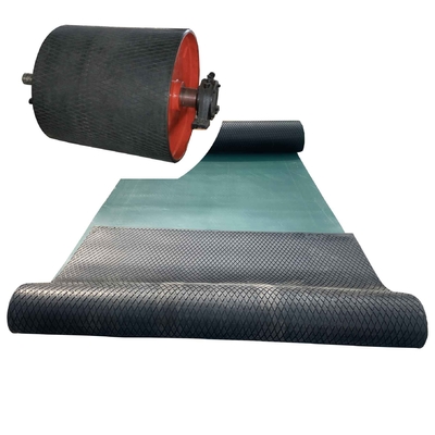 Conveyor Drum Herringbone Grooved Pulley Lagging Sheet Dengan Cn Bonding Layer